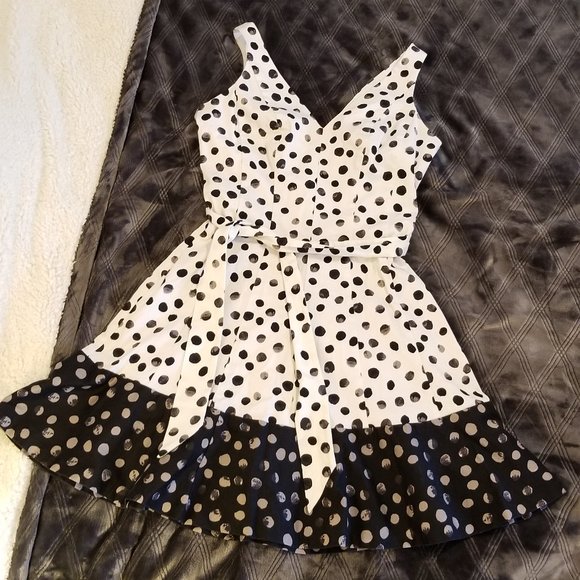black and white polka dot sundress